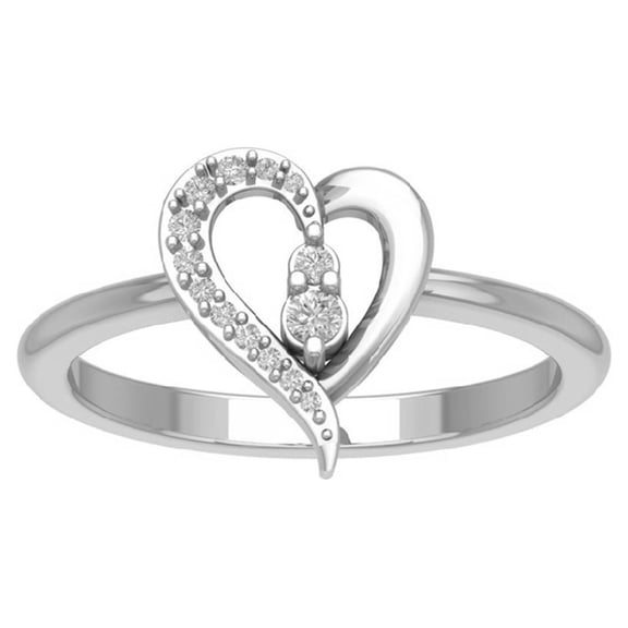 ARAIYA FINE JEWELRY Sterling Silver Lab Grown Diamond Heart Shape Ring (1/10 cttw, D-F Color, VS Clarity), Size 5.5