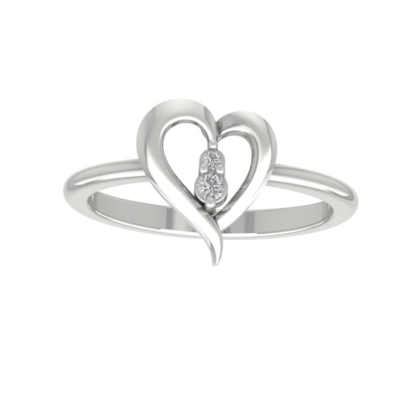 ARAIYA FINE JEWELRY Sterling Silver Lab Grown Diamond Heart Shape Ring (1/20 cttw, D-F Color, VS Clarity), Size 6.5