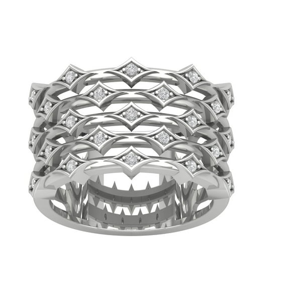 ARAIYA FINE JEWELRY Sterling Silver Lab Grown Diamond Multi Row Band Ring (1/5 cttw, D-F Color, VS Clarity), Size 5.5