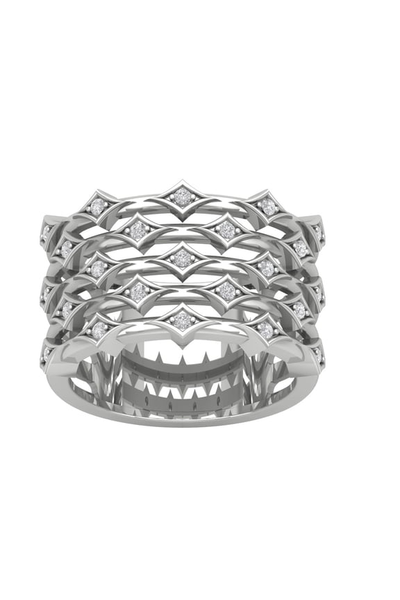 FINE JEWELRY Sterling Silver Lab Grown Diamond Multi Row Band Ring (1/5 cttw, D-F Color, VS Clarity), Size 9.5