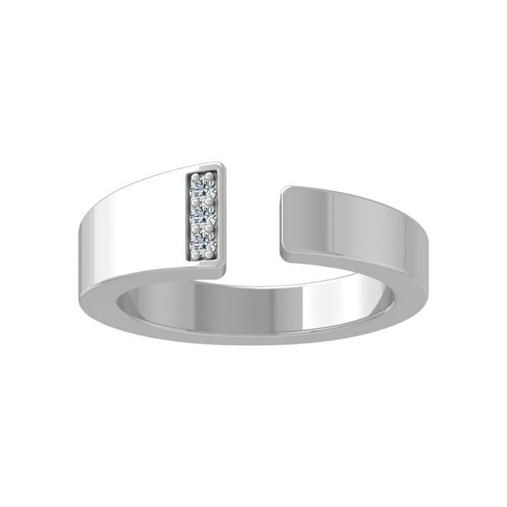 ARAIYA FINE JEWELRY Sterling Silver Lab Grown Diamond Open Band Ring (1/20 cttw, D-F Color, VS1 Clarity) Size 6.5