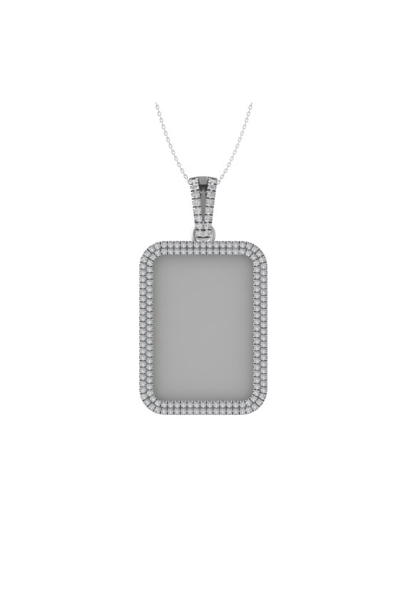 FINE JEWELRY Sterling Silver Lab Grown Diamond Rectangular Pendant with Silver Cable Chain Necklace (1 7/8 cttw, D-F Color, VS Clarity) 18"
