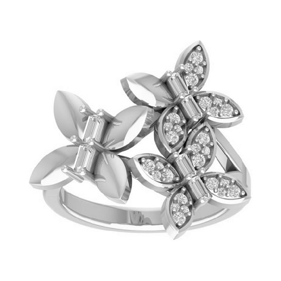ARAIYA FINE JEWELRY Sterling Silver Lab Grown Diamond Three Butterfly Band Ring (3/8 cttw, D-F Color, VS Clarity), Size 8.5