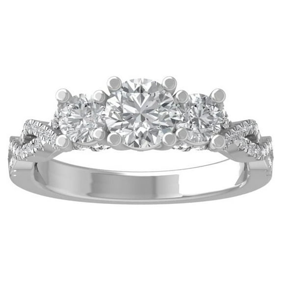 ARAIYA FINE JEWELRY Sterling Silver Lab Grown Diamond Three Stone Engagement Ring (1 1/2 cttw, D-F Color, VS Clarity) Size 8.5