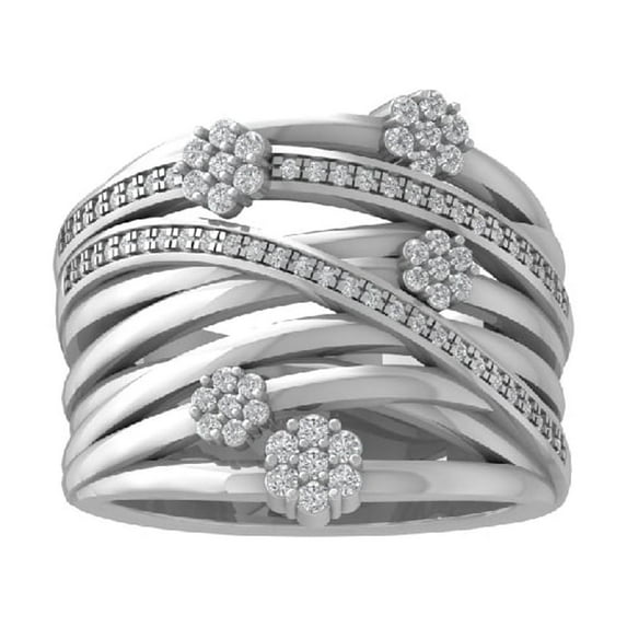 ARAIYA FINE JEWELRY Sterling Silver Lab Grown Diamond Wedding Band Ring (1/2 cttw, D-F Color, VS Clarity) Size 7