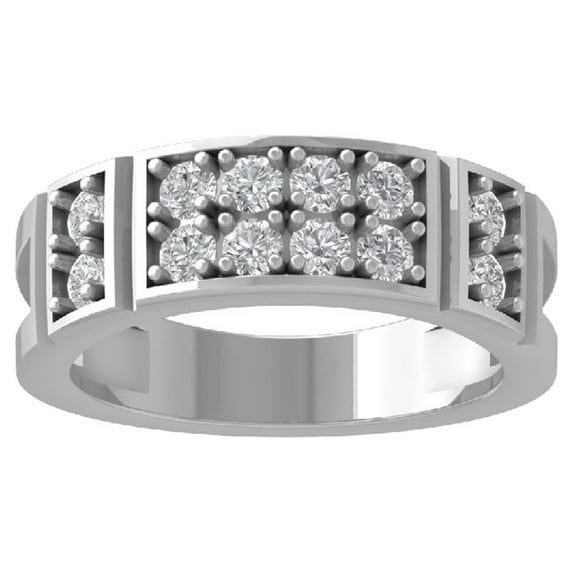 ARAIYA FINE JEWELRY Sterling Silver Lab Grown Diamond Wedding Band Ring for Men's (1 1/10 cttw, D-F Color, VS Clarity) Size 6.5