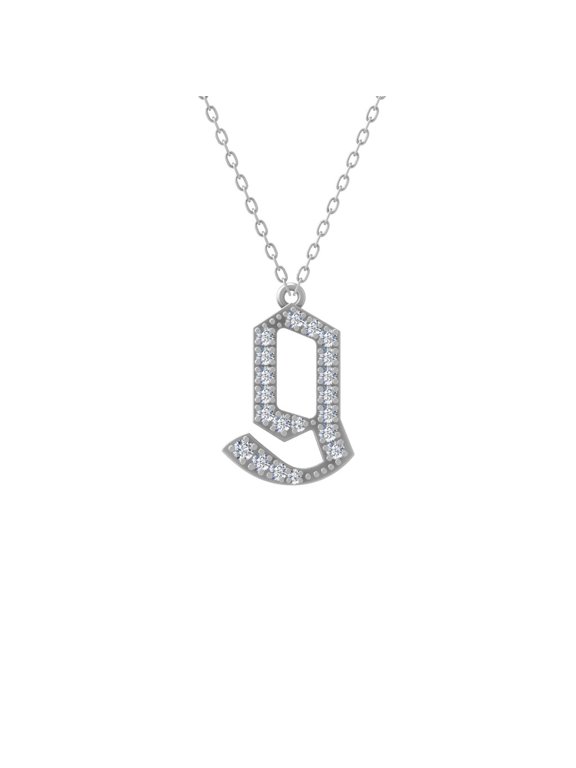 FINE JEWELRY Sterling Silver Lab Grown Diamond letter " g " Initial Pendant Silver Cable Chain Necklace (1/5 cttw, D-F Color, VS Clarity) 18 "