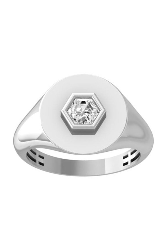 FINE JEWELRY Sterling Silver Lab-Grown Hexagon-cut Diamond Solitaire Engagement Ring (1/2 Cttw, D-F Color, VS1 Clarity) Size 5