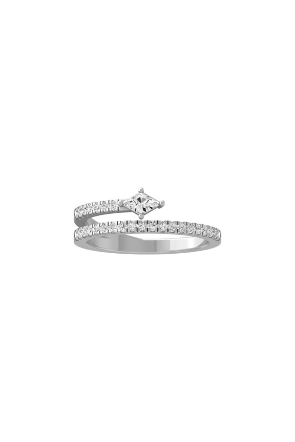 FINE JEWELRY Sterling Silver Lab-Grown Lozenge-shape and Round Diamond Snake Band Ring (1/2 Cttw, D-F Color, VS1 Clarity) Size 5