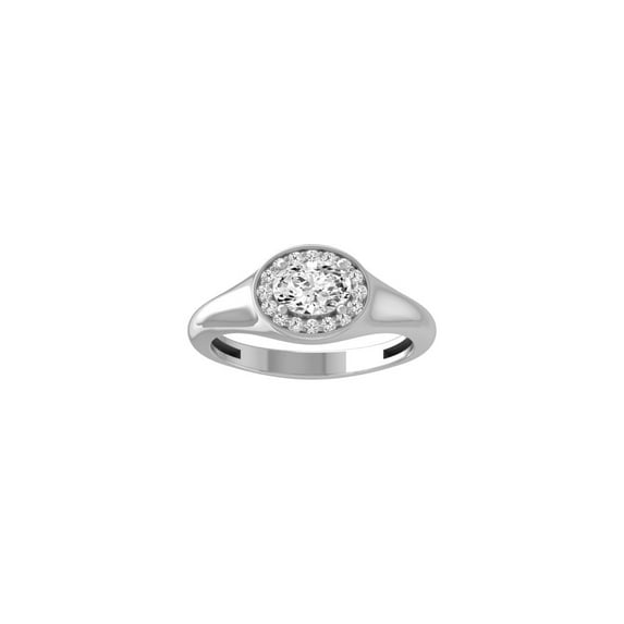 ARAIYA FINE JEWELRY Sterling Silver Lab-Grown Oval and round-shape Diamond Halo Engagement Ring (5/8 Cttw, D-F Color, VS1 Clarity) Size 6