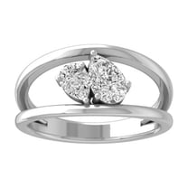 ARAIYA FINE JEWELRY Sterling Silver Lab-Grown Pear-shape Diamond Double Stone Ring (3/4 Cttw, D-F Color, VS1 Clarity) Size 10