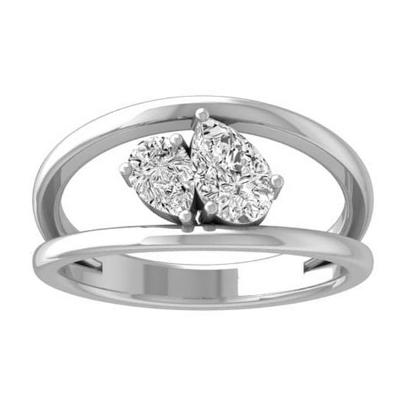 ARAIYA FINE JEWELRY Sterling Silver Lab-Grown Pear-shape Diamond Double Stone Ring (3/4 Cttw, D-F Color, VS1 Clarity) Size 10