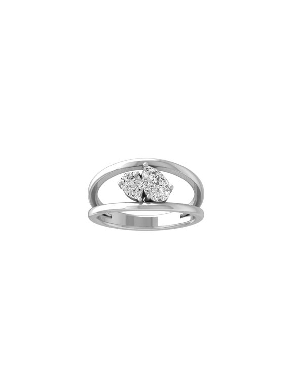 FINE JEWELRY Sterling Silver Lab-Grown Pear-shape Diamond Double Stone Ring (3/4 Cttw, D-F Color, VS1 Clarity) Size 5.5