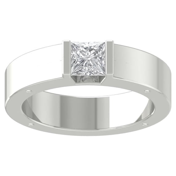 ARAIYA FINE JEWELRY Sterling Silver Princess Cut Lab Grown Diamond Solitaire Band Ring (1/2 cttw, D-F Color, VS Clarity), Size 5