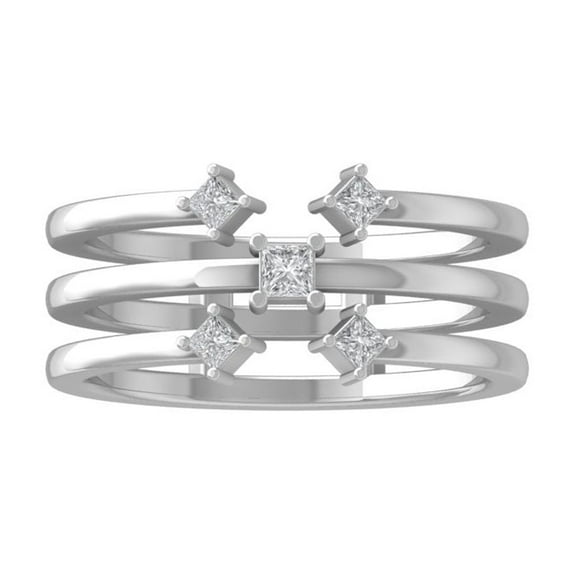ARAIYA FINE JEWELRY Sterling Silver Princess-shape Diamond Band Ring (1/4 cttw, I2-I3 Clarity, I-J Color) Size 6.5