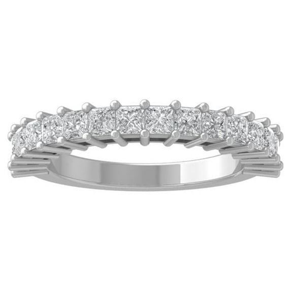 ARAIYA FINE JEWELRY Sterling Silver Princess-shape Diamond Wedding Band Ring (1 1/2 cttw, I-J Color, I2-I3 Clarity) Size 10