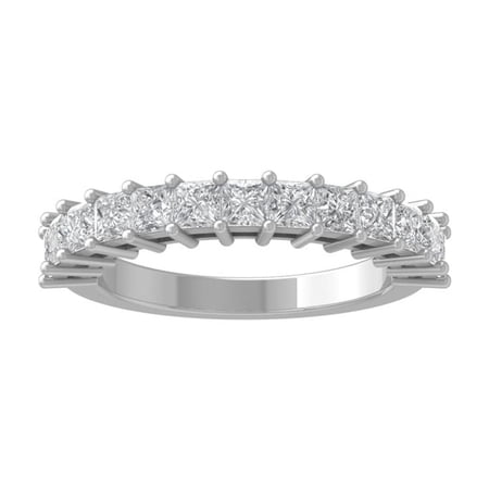 Araiya Fine Jewelry Sterling Silver Princess-shape Diamond Wedding Band Ring (1 1/2 cttw, I-J Color, I2-I3 Clarity), Size 5.5