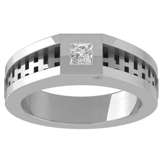 ARAIYA FINE JEWELRY Sterling Silver Princess-shape Lab Grown Diamond Wedding Band Ring (1/4 cttw, D-F Color, VS Clarity) Size 8.5
