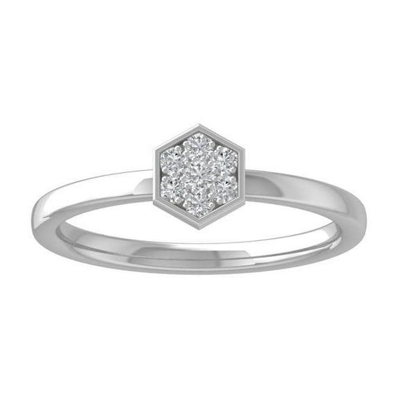 ARAIYA FINE JEWELRY Sterling Silver Round Cluster Diamond Engagement Ring (1/10 cttw, I2-I3 Clarity, I-J Color) Size 6.5