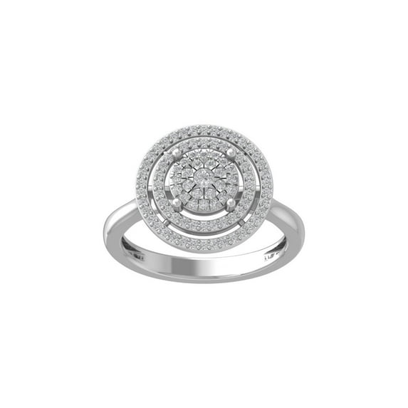 ARAIYA FINE JEWELRY Sterling Silver Round Cluster Diamond Engagement Ring (1/2 cttw, I-J Color, I2-I3 Clarity), Size 5.5