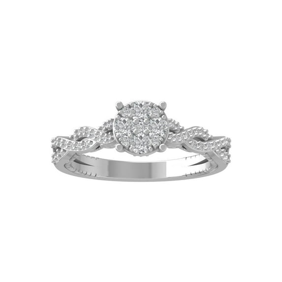ARAIYA FINE JEWELRY Sterling Silver Round Cluster Diamond Engagement Ring (1/2 cttw, I-J Color, I2-I3 Clarity), Size 5