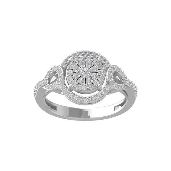 ARAIYA FINE JEWELRY Sterling Silver Round Cluster Diamond Engagement Ring (1/2 cttw, I-J Color, I2-I3 Clarity), Size 5