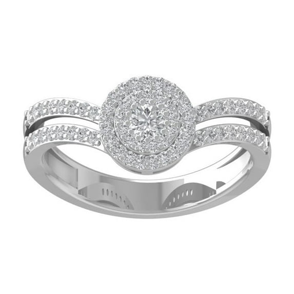 ARAIYA FINE JEWELRY Sterling Silver Round Cluster Diamond Engagement Ring (1/2 cttw, I2-I3 Clarity, I-J Color) Size 6.5