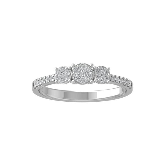 ARAIYA FINE JEWELRY Sterling Silver Round Cluster Diamond Engagement Ring (1/3 cttw, I-J Color, I2-I3 Clarity), Size 8
