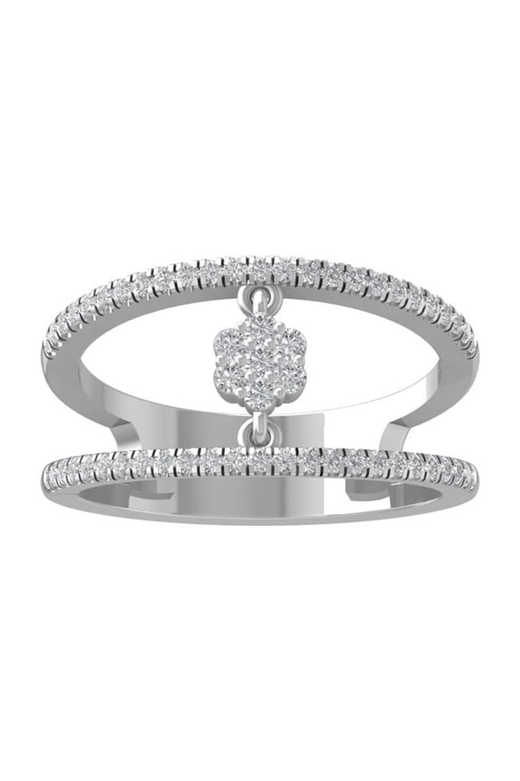 FINE JEWELRY Sterling Silver Round Cluster Diamond Engagement Ring (1/3 cttw, I2-I3 Clarity, I-J Color) Size 6.5