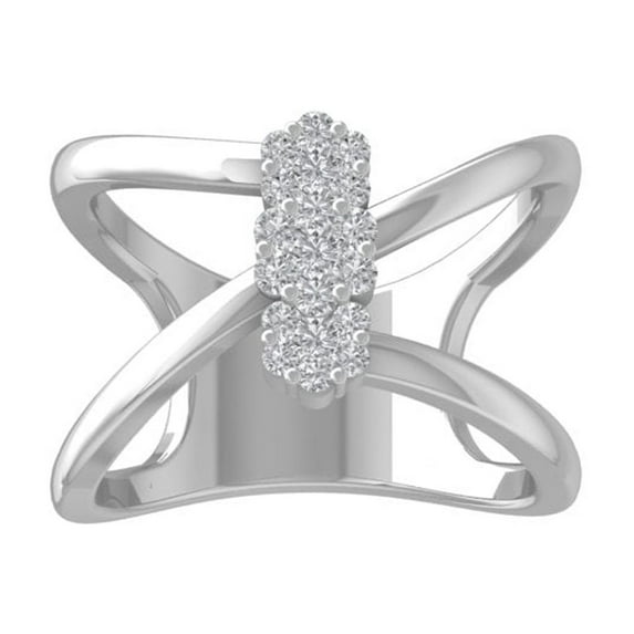 ARAIYA FINE JEWELRY Sterling Silver Round Cluster Diamond Engagement Ring (1/3 cttw, I2-I3 Clarity, I-J Color) Size 6