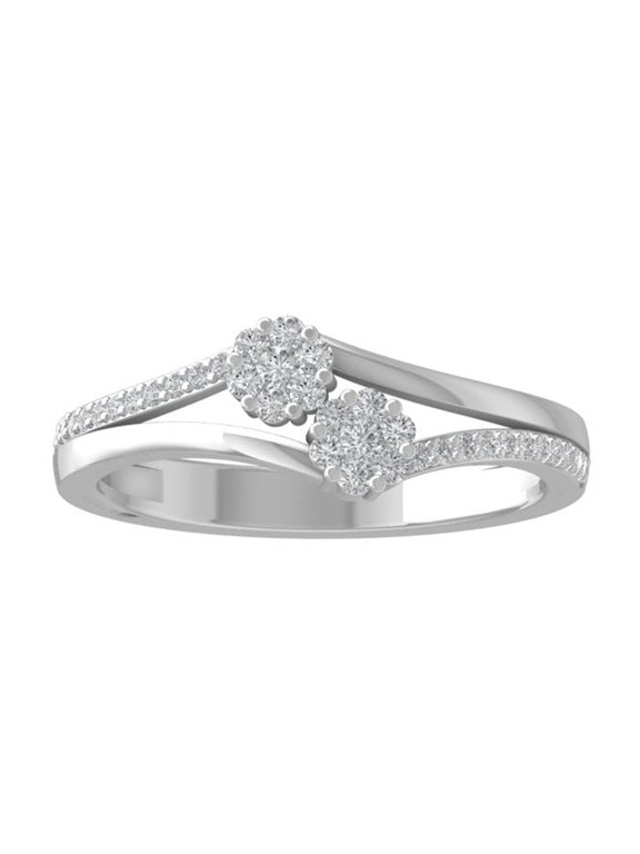 FINE JEWELRY Sterling Silver Round Cluster Diamond Engagement Ring (1/4 cttw, I2-I3 Clarity, I-J Color) Size 8