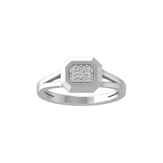ARAIYA FINE JEWELRY Sterling Silver Round Cluster Diamond Engagement Ring (1/6 cttw, I-J Color, I2-I3 Clarity), Size 7.5