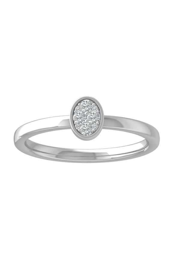 FINE JEWELRY Sterling Silver Round Cluster Diamond Engagement Ring (1/8 cttw, I2-I3 Clarity, I-J Color) Size 10