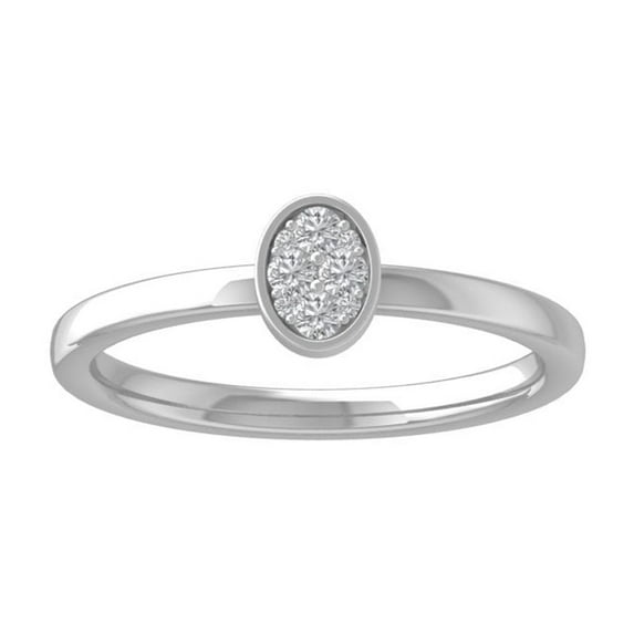 ARAIYA FINE JEWELRY Sterling Silver Round Cluster Diamond Engagement Ring (1/8 cttw, I2-I3 Clarity, I-J Color) Size 6.5