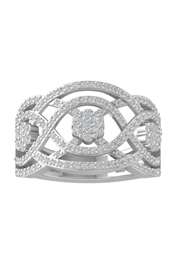 FINE JEWELRY Sterling Silver Round Cluster Diamond Engagement Ring (1 cttw, I2-I3 Clarity, I-J Color) Size 5