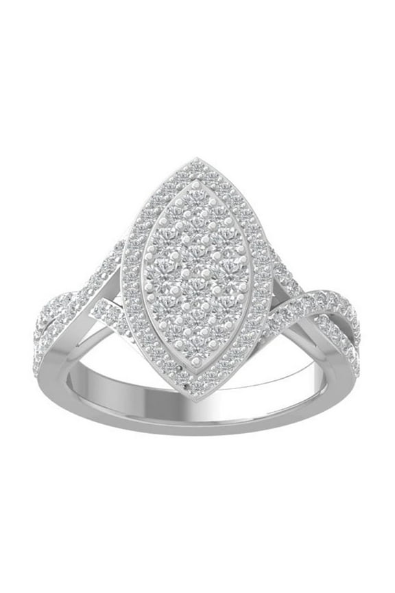 FINE JEWELRY Sterling Silver Round Cluster Diamond Engagement Ring (1 cttw, I2-I3 Clarity, I-J Color) Size 7.5