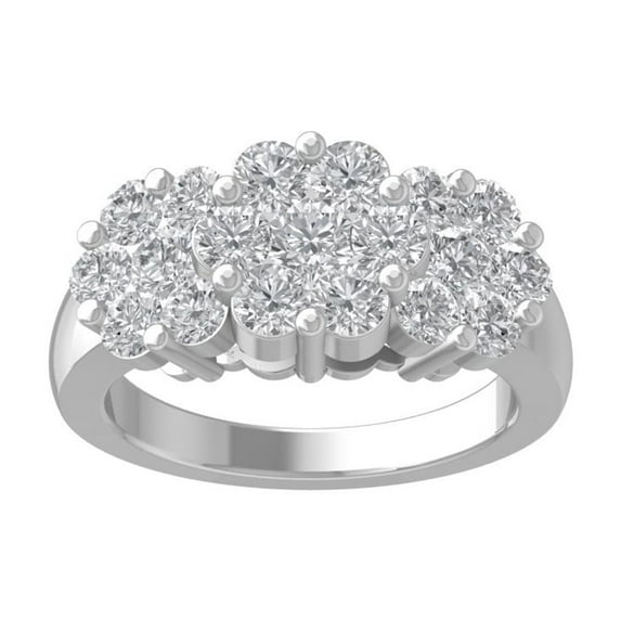ARAIYA FINE JEWELRY Sterling Silver Round Cluster Diamond Engagement Ring (2 cttw, I2-I3 Clarity, I-J Color) Size 6.5