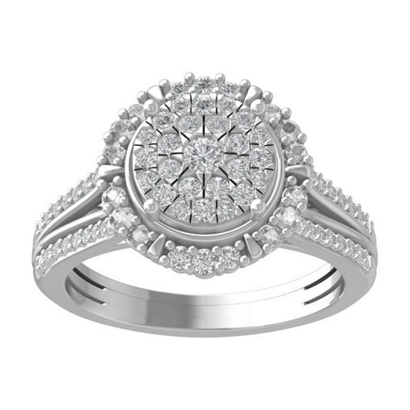 ARAIYA FINE JEWELRY Sterling Silver Round Cluster Diamond Engagement Ring (3/4 cttw, I-J Color, I2-I3 Clarity), Size 9