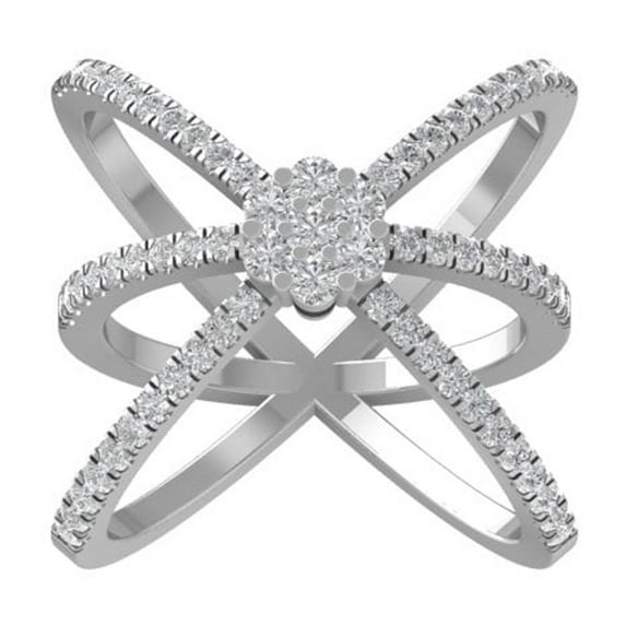 ARAIYA FINE JEWELRY Sterling Silver Round Cluster Diamond Engagement Ring (3/4 cttw, I2-I3 Clarity, I-J Color) Size 10