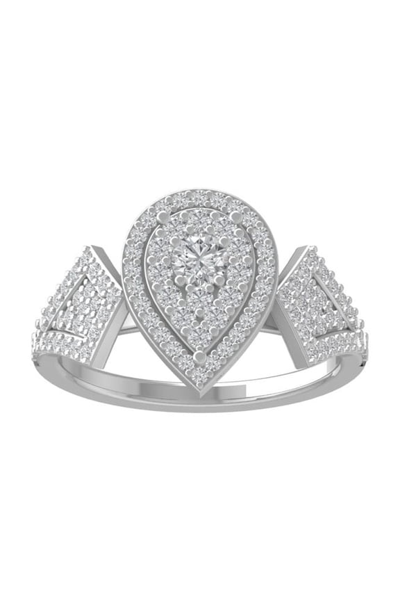 FINE JEWELRY Sterling Silver Round Cluster Diamond Engagement Ring (3/4 cttw, I2-I3 Clarity, I-J Color) Size 5