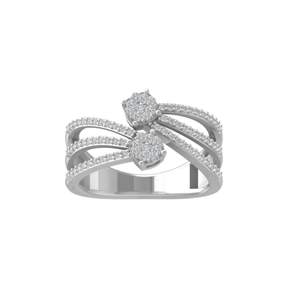 ARAIYA FINE JEWELRY Sterling Silver Round Cluster Diamond Engagement Ring (3/8 cttw, I-J Color, I2-I3 Clarity), Size 6