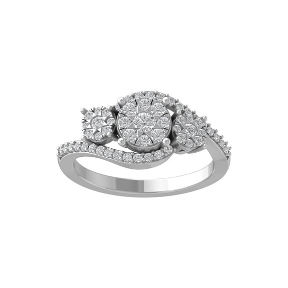 ARAIYA FINE JEWELRY Sterling Silver Round Cluster Diamond Engagement Ring (5/8 cttw, I-J Color, I2-I3 Clarity), Size 8