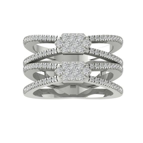 ARAIYA FINE JEWELRY Sterling Silver Round Cluster Diamond Engagement Ring (5/8 cttw, I2-I3 Clarity, I-J Color) Size 9