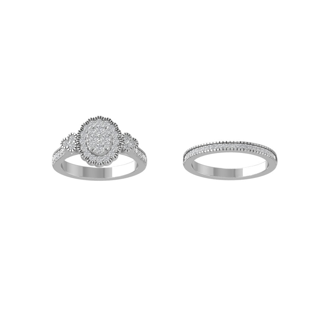 ARAIYA FINE JEWELRY Sterling Silver Round Cluster Diamond Engagement ...