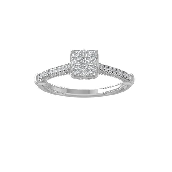 ARAIYA FINE JEWELRY Sterling Silver Round Cluster Lab Grown Diamond Engagement Ring (1/2 cttw, VS Clarity, D-F Color) Size 10
