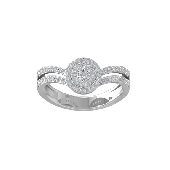 ARAIYA FINE JEWELRY Sterling Silver Round Cluster Lab Grown Diamond Engagement Ring (1/2 cttw, VS Clarity, D-F Color) Size 6.5