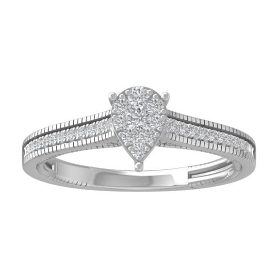 ARAIYA FINE JEWELRY Sterling Silver Round Cluster Lab Grown Diamond Engagement Ring (1/3 cttw, VS Clarity, D-F Color) Size 10