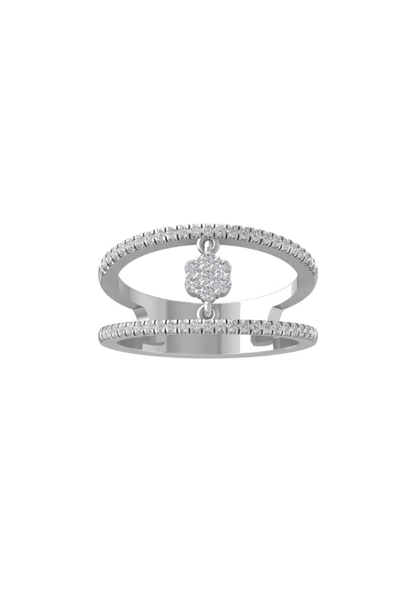 FINE JEWELRY Sterling Silver Round Cluster Lab Grown Diamond Engagement Ring (1/3 cttw, VS Clarity, D-F Color) Size 7.5