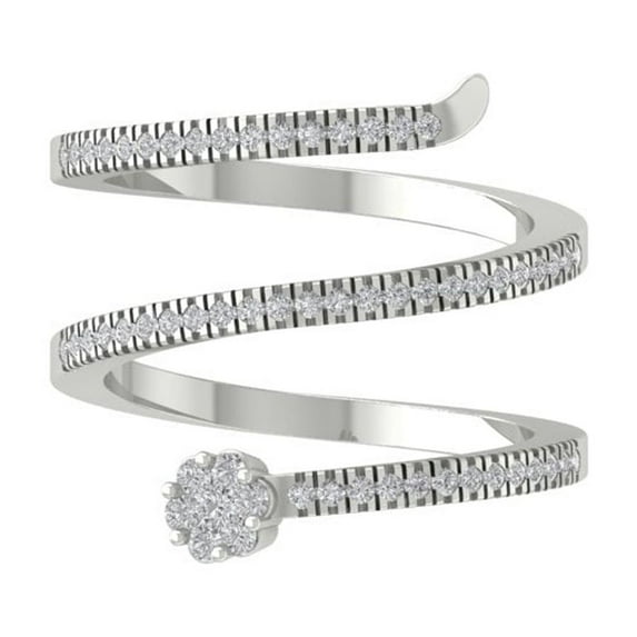 ARAIYA FINE JEWELRY Sterling Silver Round Cluster Lab Grown Diamond Engagement Ring (1/3 cttw, VS Clarity, D-F Color) Size 7