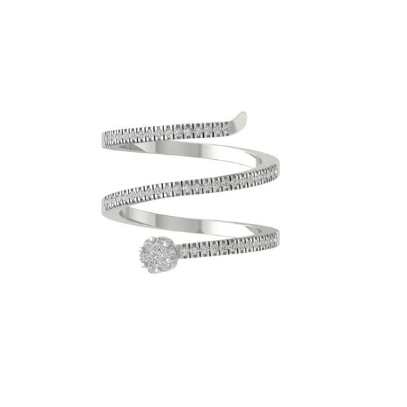 ARAIYA FINE JEWELRY Sterling Silver Round Cluster Lab Grown Diamond Engagement Ring (1/3 cttw, VS Clarity, D-F Color) Size 9